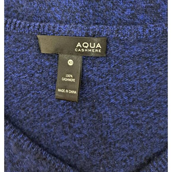 Aqua cashmere womens large blue cashmere sweater zip azure blue cobalt - Picture 8 of 9